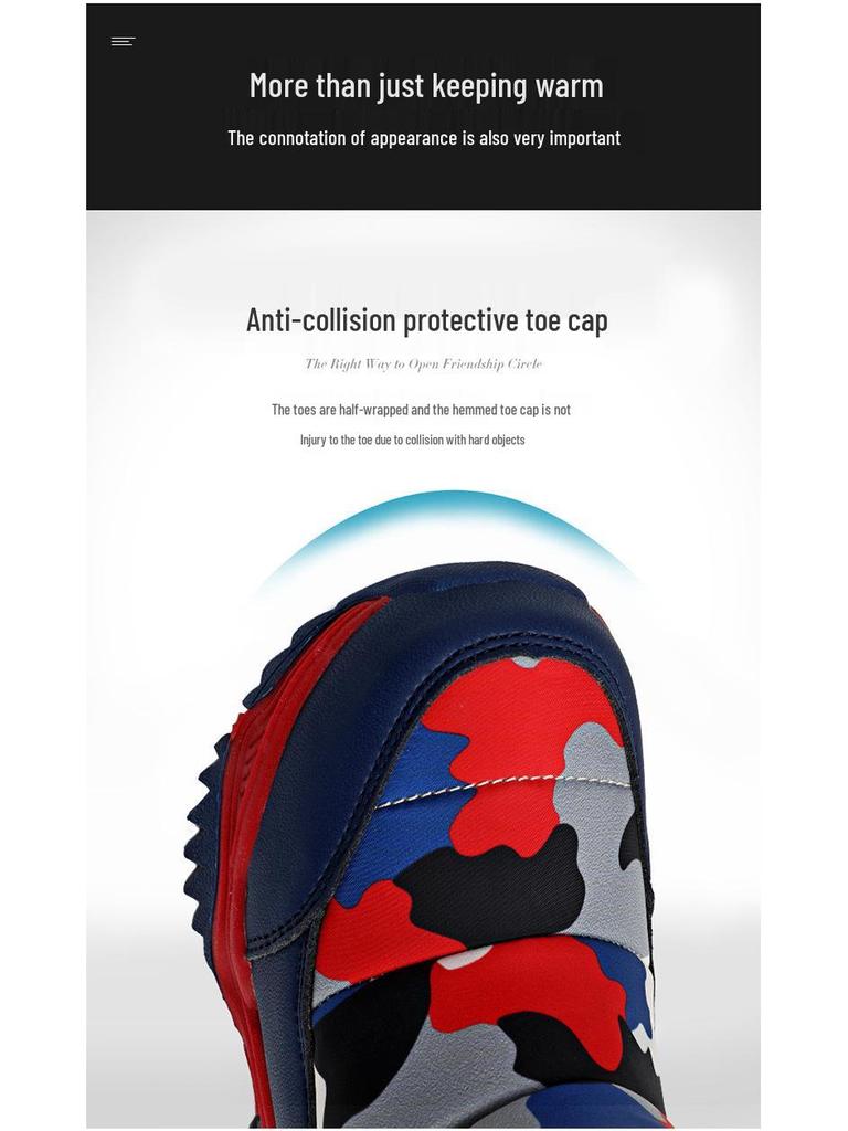 Children's 2024 Winter High-Top Camouflage Snow Boots - Warm Velvet-Lined in Black & Blue