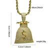 European and American Hip Hop Money Bag USD $Symbol Necklace Copper Set Zircon Pendant HIPHOP Trendy Jewelry