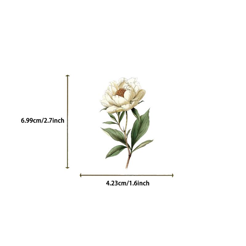 50Pcs Waterproof Decals Retro Long Branch Flower Plastic Stickers Luggage Manual Material Retro Flower Decoration