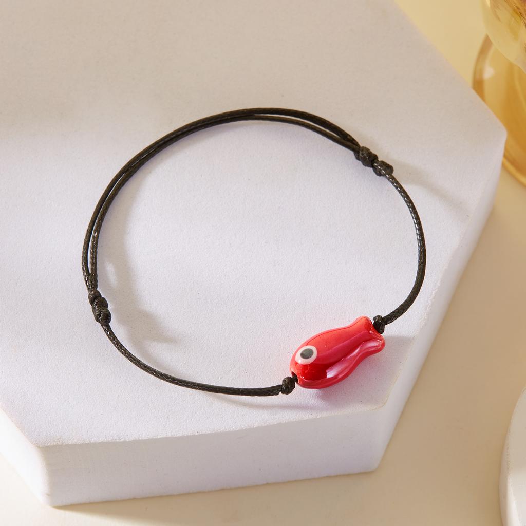 Minimalist Cartoon Ceramic Fish Bracelet for Women Men Cute Colorful Animal Handmade Braided Bracelet Lucky Friendship Jewelry