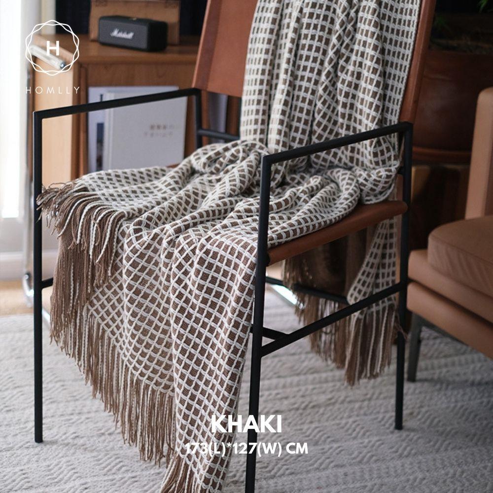 HOMLLY Chekii Gestrickte Weiche Gewebte Decke Überwurf mit Quasten für Sofa Stuhl Bett
