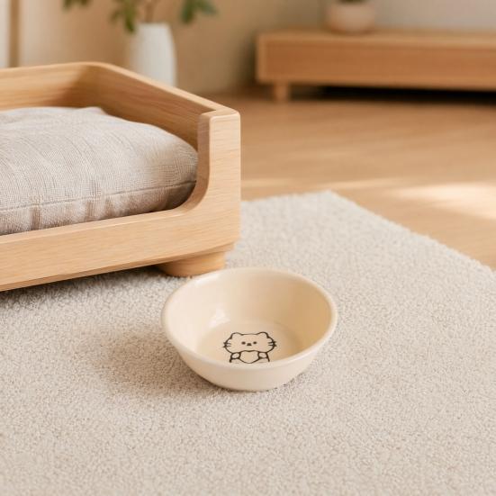 Raised Pet Bowl Ceramic Cat Bowl with Stand Tilted Pet Food Bowl Protect