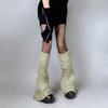 Harajuku Women Autumn Vintage Flared Leg Warmers Socks Gothic Punk Letters Label Ribbed Knitted Foot Covers Streetwear