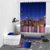 Tenda da doccia stampata digitalmente con vista notturna, tessuto impermeabile per bagno, stanza da bagno sanitaria
