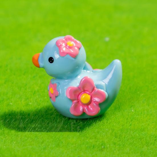 12Pcs Mini Resin Floral Ducks Colorful Miniature Duck Figurines Cute Mini Animal Collectibles for Fairy Garden Decor DIY Crafts Fish Tank Decoration