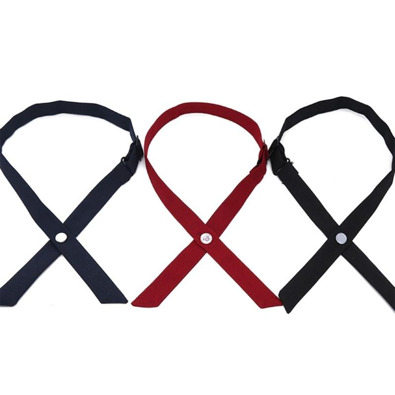 Adjustable Criss-Cross Bowtie Preepy Look School Uniform All-match Solid Color