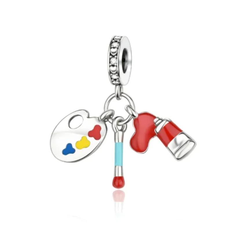 Back To School Copper Charms Bag Earphone Magic Cube Watch Games Console Bead Pendant Fit Bracelet Necklace Jewelry