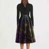 Women's Fashion O-Neck Casual Slim Fit Halloween Printed Long Sleeve Dress