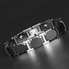 11mm Punk Rose Gold Color Black Ceramic Magnetic Health Bracelet Men Women Hiphop Stainless Steel Bike Therapy Bangle  Jewelry