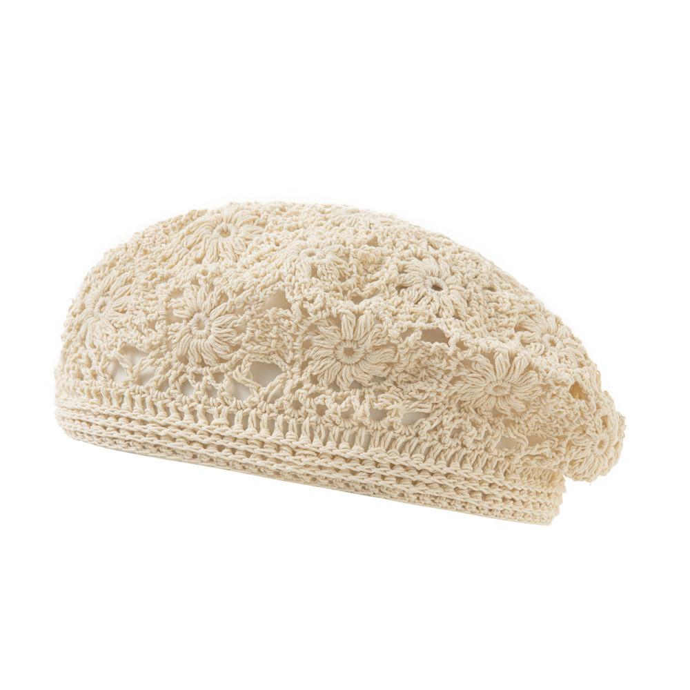 

Retro Artistic Knitted Beret Cap With Hollow Pattern For Women Spring And Fall Wear
