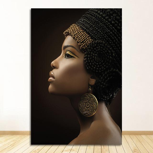 African Art Woman Canvas Painting Wall HD Picture Beauty Girl Scandinavian Posters and Prints for Living Room Home Decor Cuadros