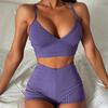 Women's Ribbed Solid Color Bikini - Sexy Flat Angle Swimsuit, In Stock