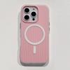 [2-in-1 skin feeling corrugated pattern magnetic attraction] Suitable for Apple 16E/16PRO mobile phone case skin feeling 15PROMAX