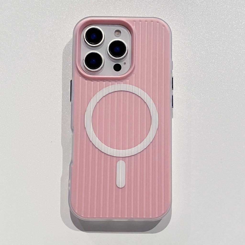 [2-in-1 skin feeling corrugated pattern magnetic attraction] Suitable for Apple 16E/16PRO mobile phone case skin feeling 15PROMAX