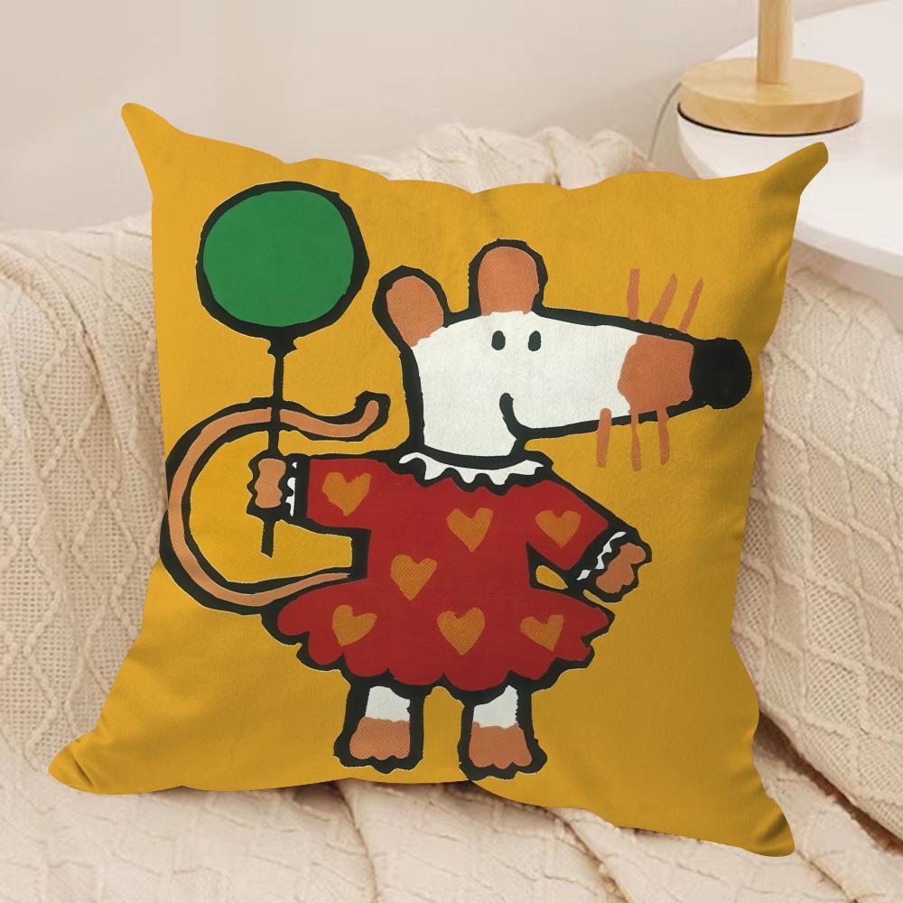 Cute B-Bobo The M-Mouse Cushion Cover Short Plush Double-Sided Print Square Throw Pillow Covers Sofa Home Cushion Decor