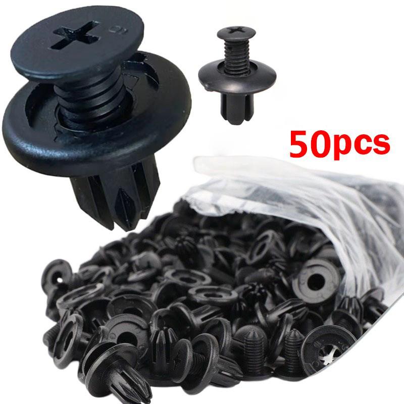 50/100pcs 8mm Plastic Rivets Fasteners Screws, Car Bumper Fender Black Fastener Clips