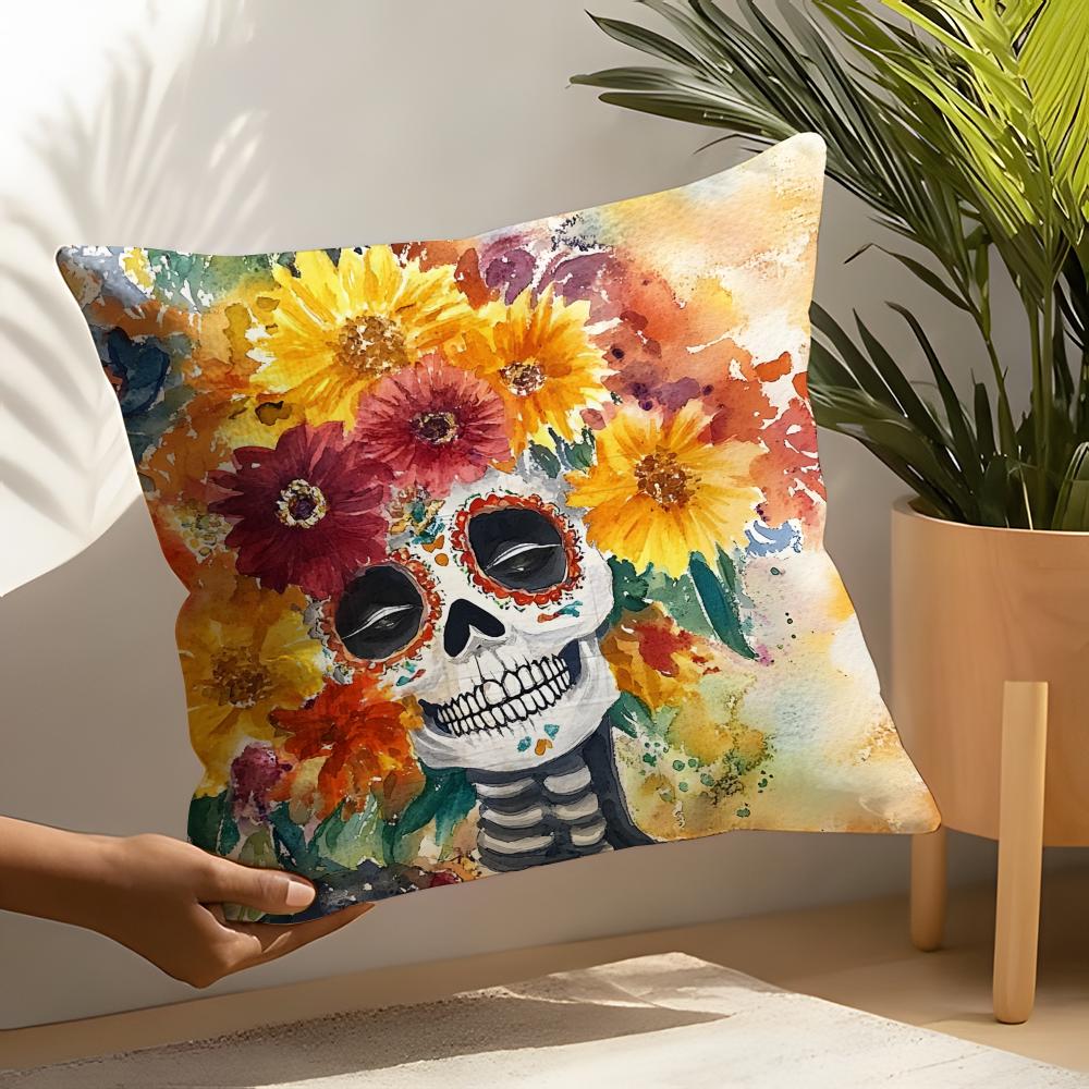 Festival Day of the Dead Art Pillow Case Linen Cushion Covers For Decorative Sofa Home Pillows Case Car Chair Pillows Cases
