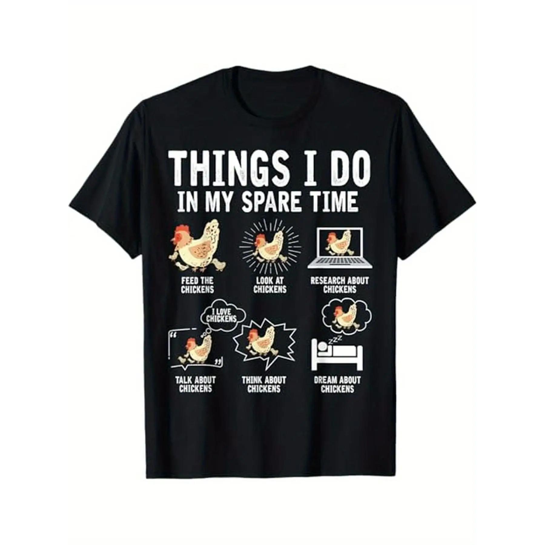 

The Fun Chicken Enthusiast Unisexs Tshirt What I Do in My Spare Time features poultry patterns including hens and roosters S