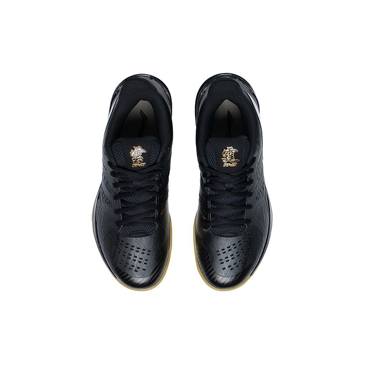 Li-Ning Synthetic Leather Shock Absorption Non-Slip Wear-Resistant Supportive Low-Top Badminton Shoes Unisex Shoes Black AYAS028-1