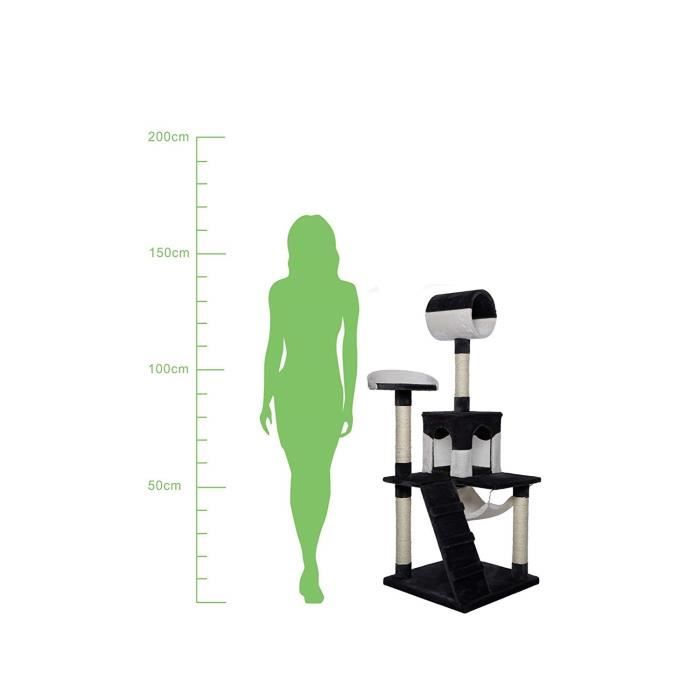 Arbre à chat - dibea - kb00357 - noir/blanc - 133 cm - griffoir en sisal