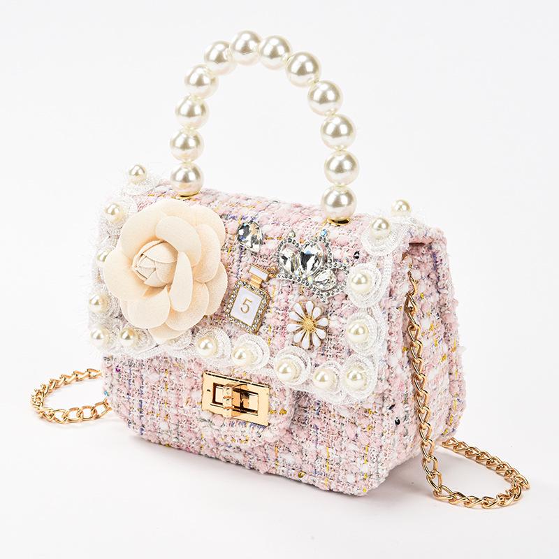 Дитяча мила мультяшна сумка через плече з перлами та гаманець для дівчаток