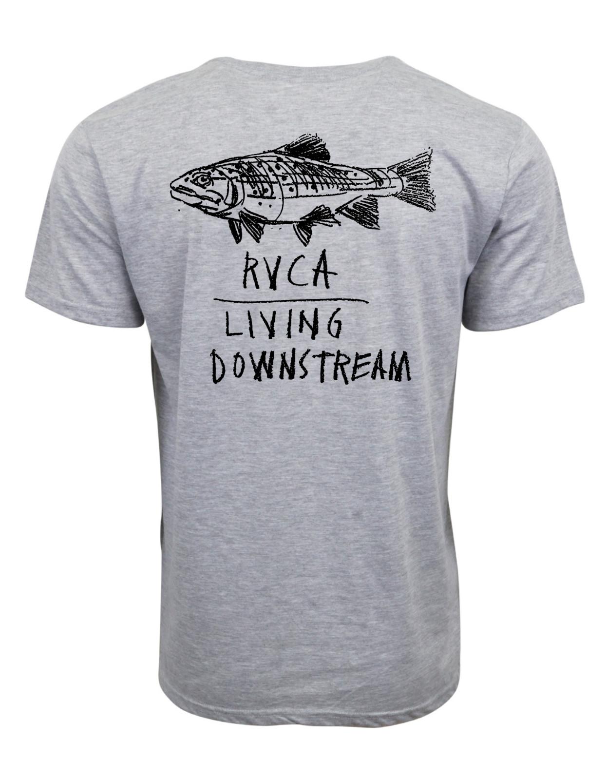 RVCA LIVING DOWNSTREAM FISHING T SHIRT GRAY S