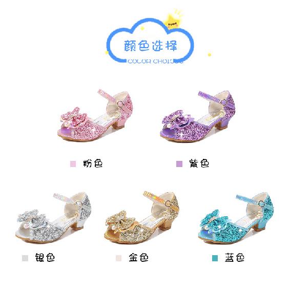 Sandales pour filles Nouvelle mode Grandes enfants Chaussures de princesse Été Enfants Polyvalentes Talons hauts Petites filles Sandales en cristal
