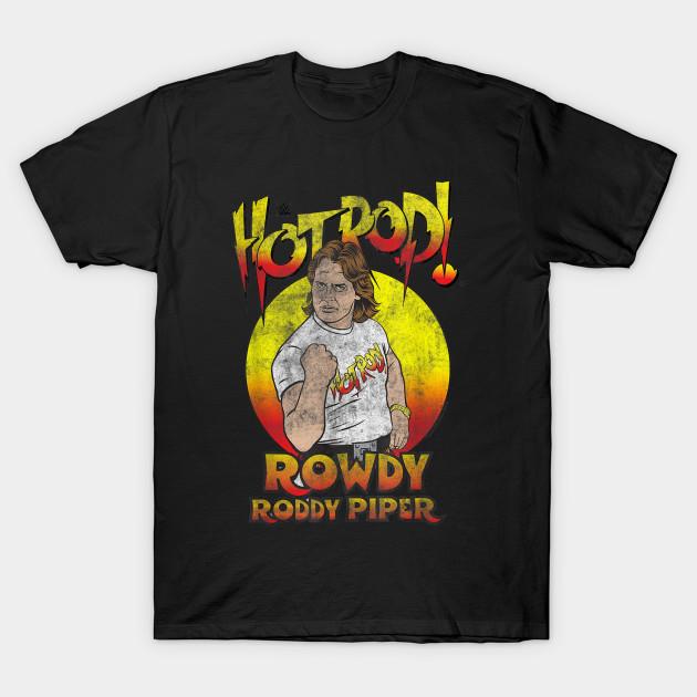 

Men Black Print T-shirt Roddy Piper Rowdy Hot Rod No-Cut Transfer Paper Print Cotton Tshirt S чорний