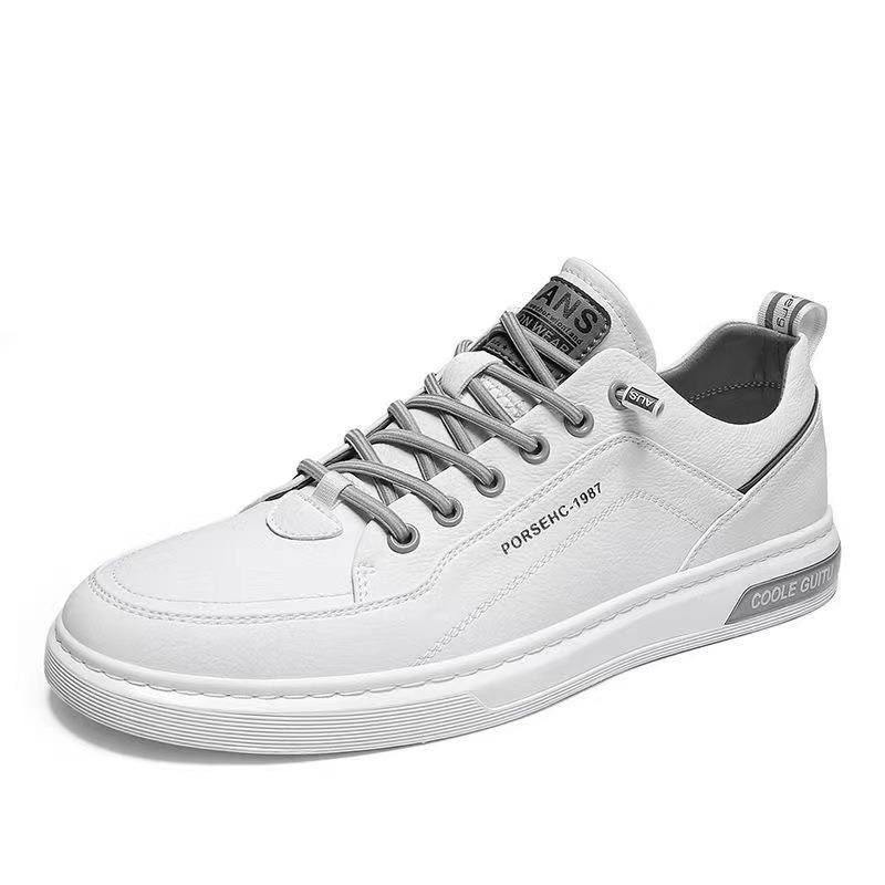 New Men's Casual Leather Shoes Men's Versatile Sports Trendy Shoes Men's Thick-soled White Board Shoes Men's Shoes Spring