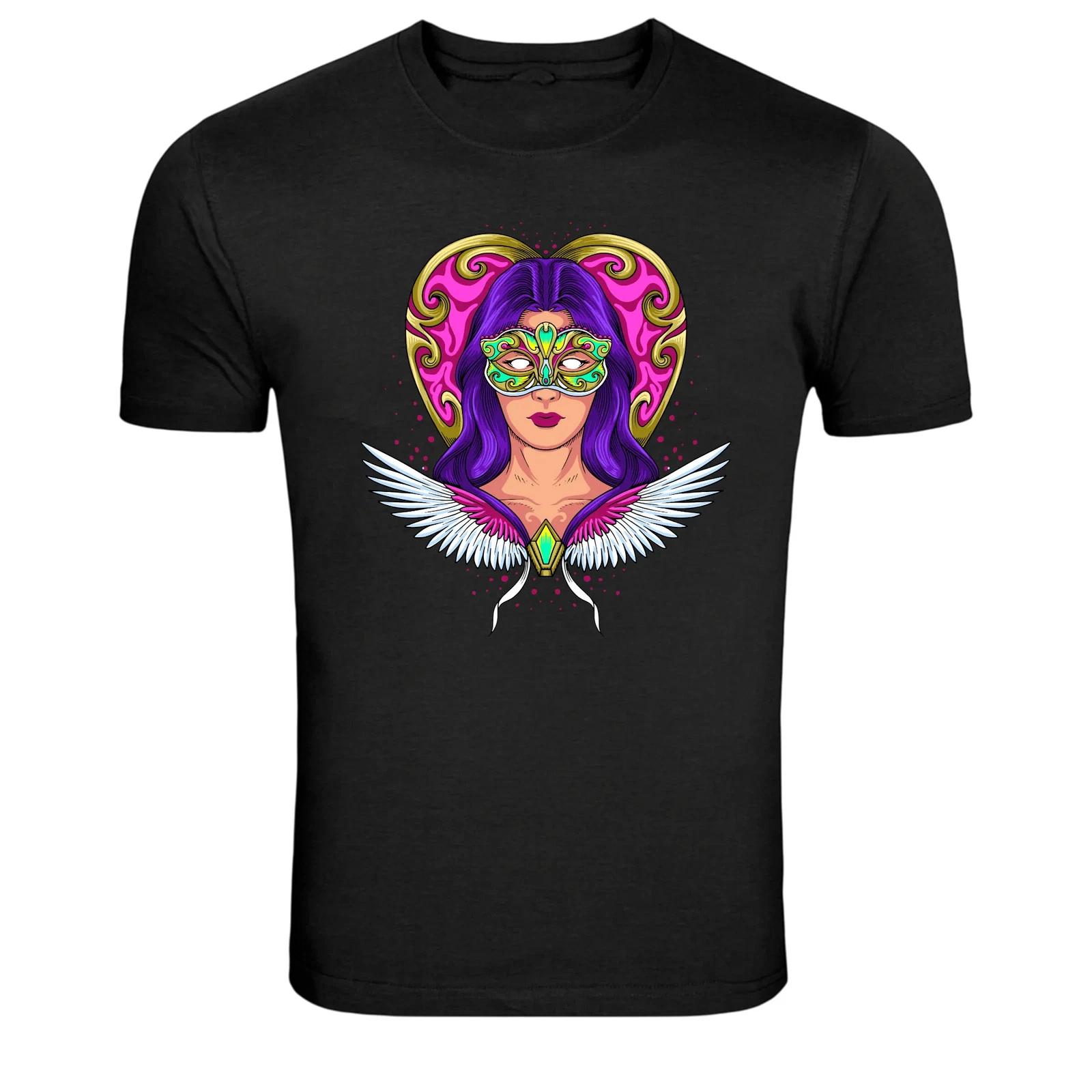 Masquerade Carnival Woman Mask Graphic T-Shirt L