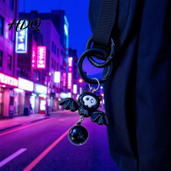 Spooky Bag Charms Halloween Cartoon Bat Keychain with Bell Winged Ghost Castle Collectibles Charm Charm Backpacks Handbags Decoration Accessory,