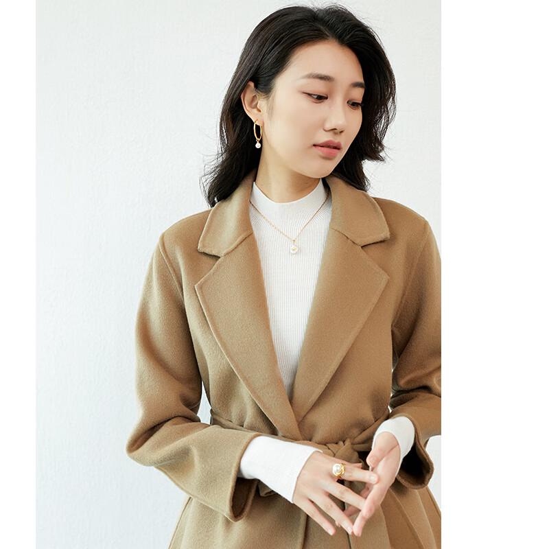 Women's 100% Wool Mid-length Belted Coat
