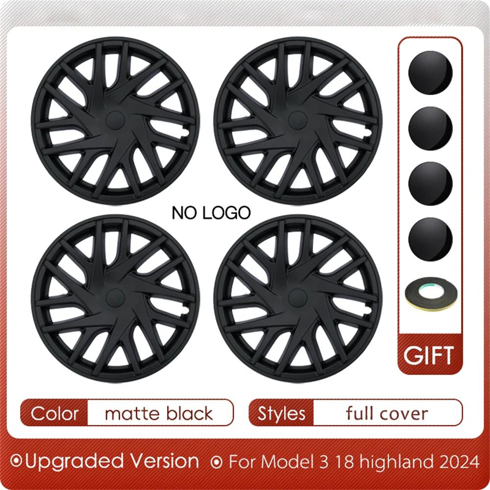 

4PCS HubCap New Model 3 Highland 2024 18 Inch Performance Wheel Cap Full Rim Cover For Tesla Replacement Automobile Accessories матовый черный