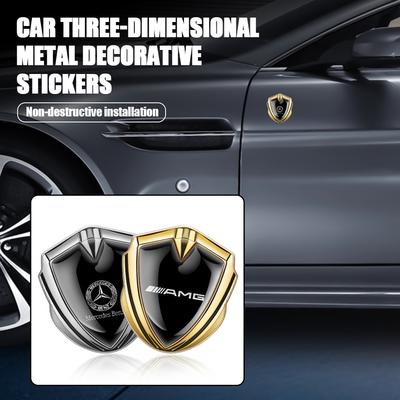 3D Metal Car Body Side Fender Sticker Shield Auto Emblem Badge For Mercedes Benz AMG W124 W202 W203 W204 W210 W211 W212 W220