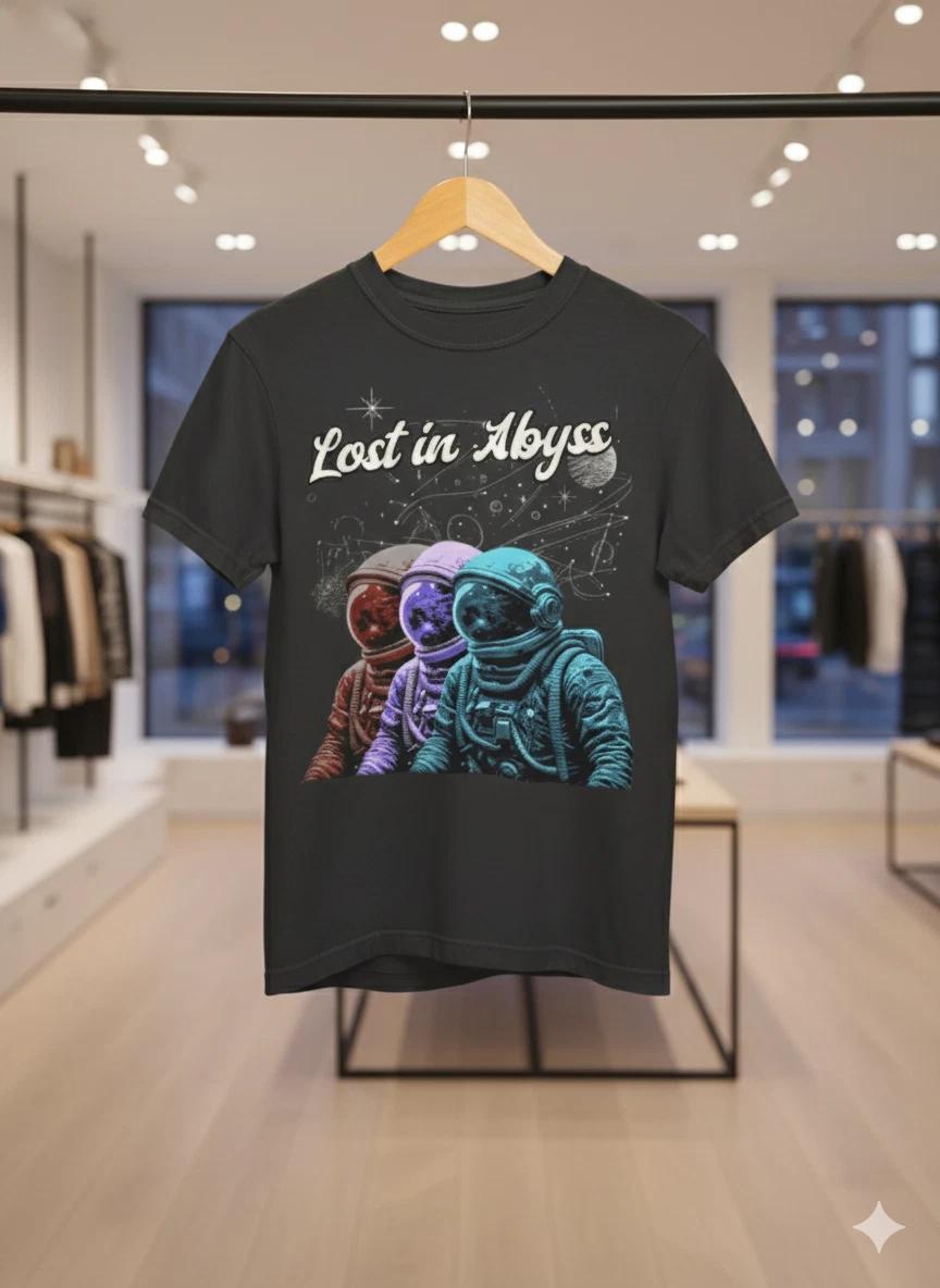 Unisex Adult Casual Graphic Lost in Abyss Astronaut Space Graphic T... XXXL