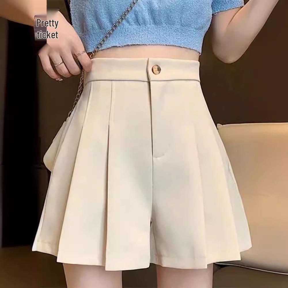 2024 Summer Women's High-Waisted A-Line Pleated Culottes