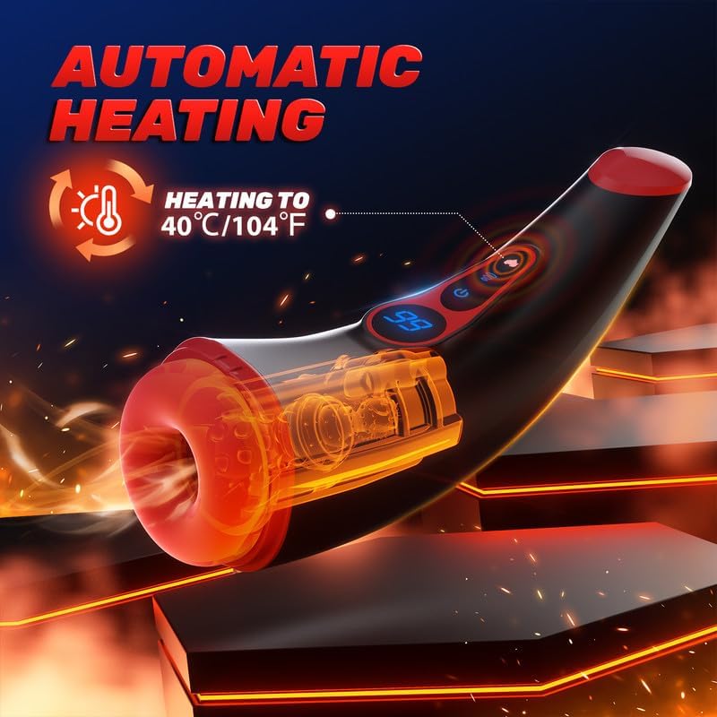 APP Control Automatic Male Masturbators Cup Penis Pump with 9 Sucking Vibrating Heating Blowjob Mens Sex Toy LCD Display for Men