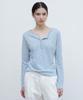 Sseomweeobeoteo Slub Henley Long Top - Light Blue
