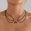 Accessories Diablo Personality Ring Multi-Layer Chain Necklace, Hip Hop Trend Moon Necklace