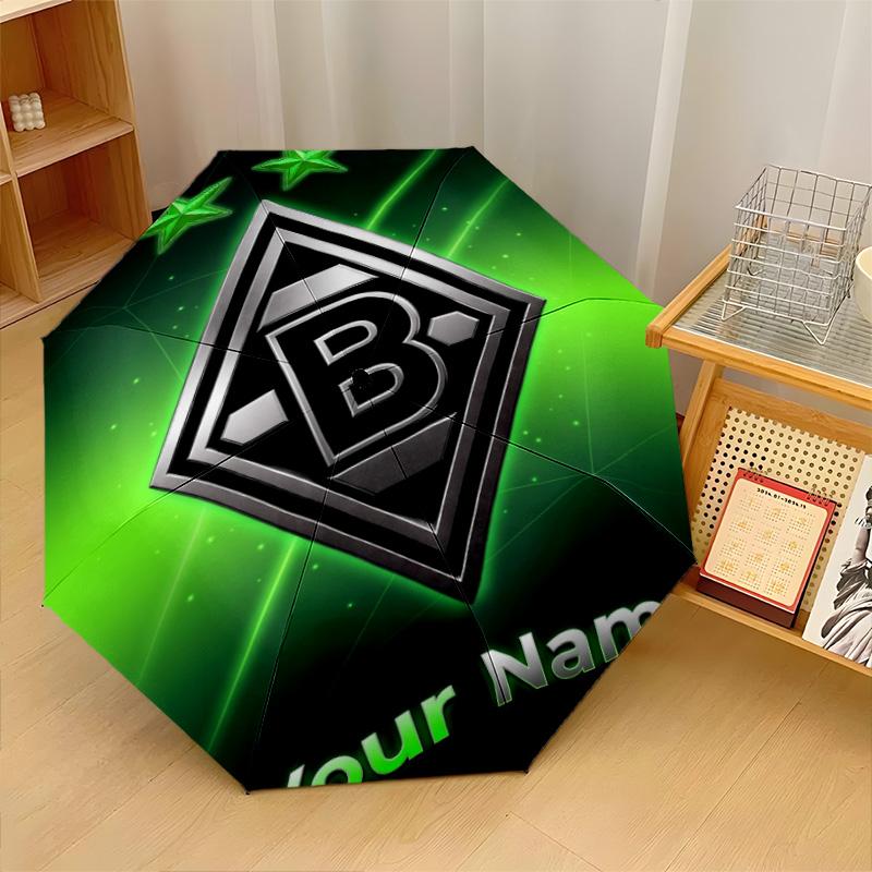 Borussia Mönchengladbach Automatic 3‑Fold Umbrella 8‑Rib Windproof Folding Umbrella Sun Rain Protection For Outdoor Travel Daily Use