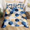 Geometric Duvet Cover Set Twin Queen Luxury Marble Comforter Cover Abstract Honeycomb Hexagon Bedding Set 2/3pcs for Boys Girls