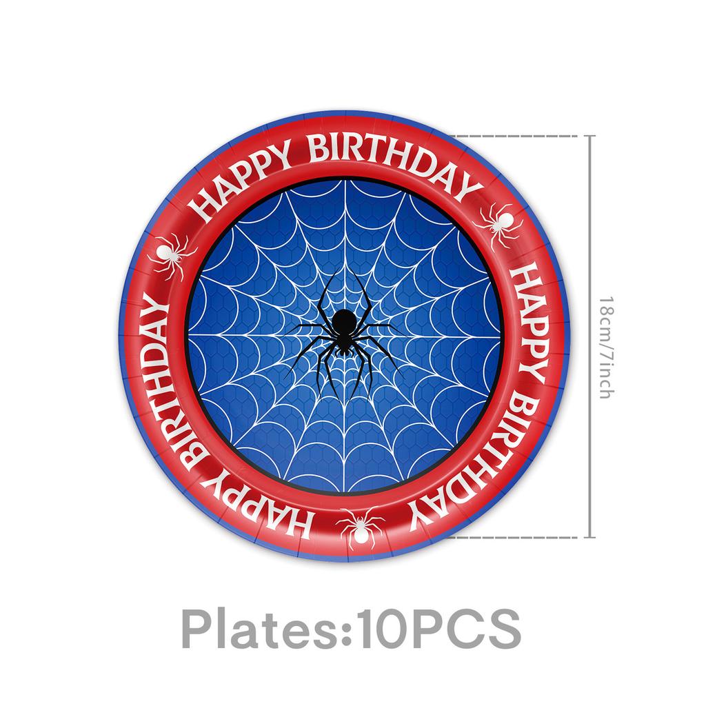 Red Blue Spiderman Birthday Party Supplies 22 Pack Includes Banner Tablecloth Paper Plates Cups Napkins for Kids Decorations