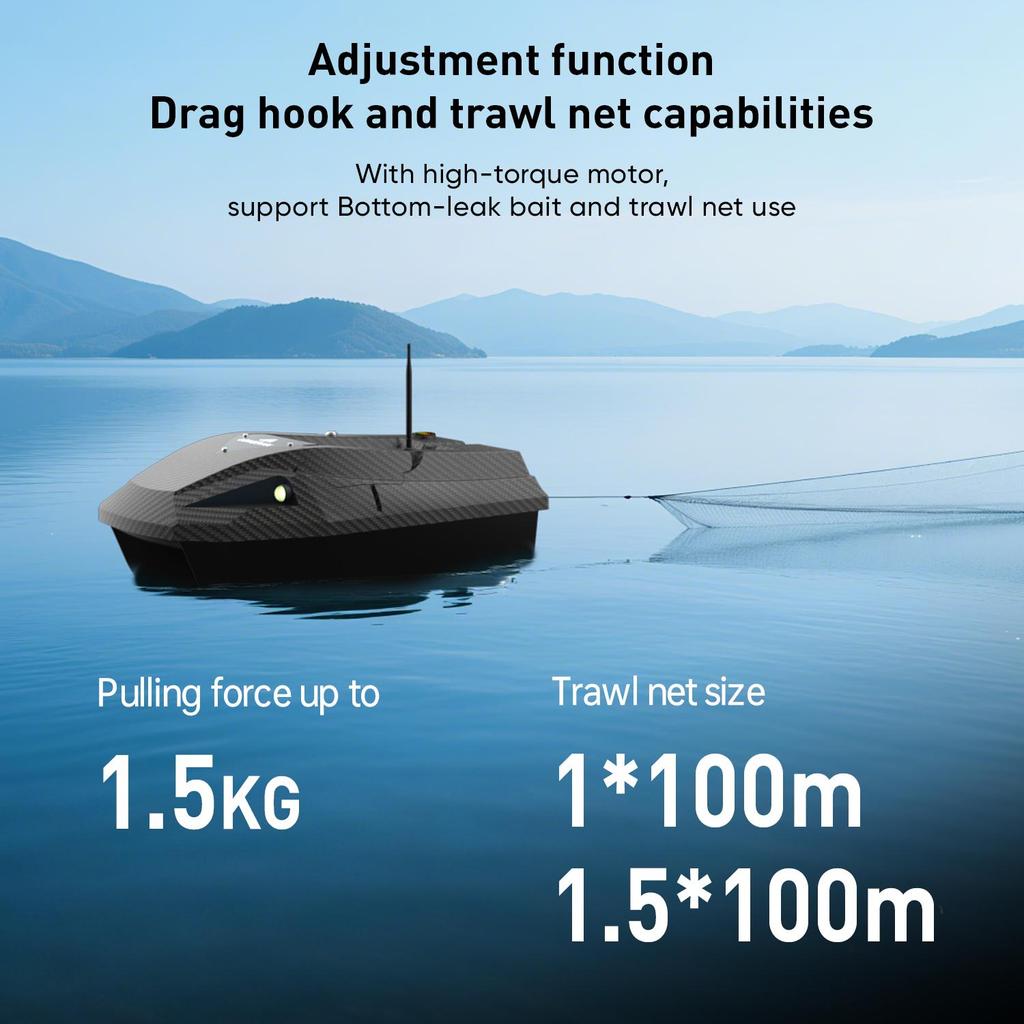 GPS Fishing Bait Boat LOKEEVAN D50B 590 Brushed Motor Dual 15600mAh Battery 2kg Load 500M Remote Control Night Light