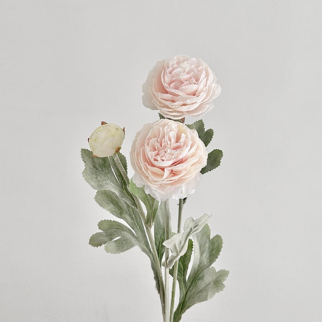 50CM 3 Teste Floccato Loto Fiore Artificiale Peonia Fiore Artificiale Matrimonio Casa Soggiorno Decorazione