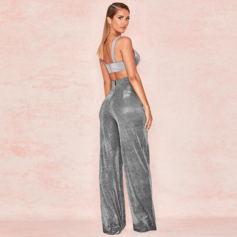 Loose Bell Bottoms Shiny Wide Leg Pants 