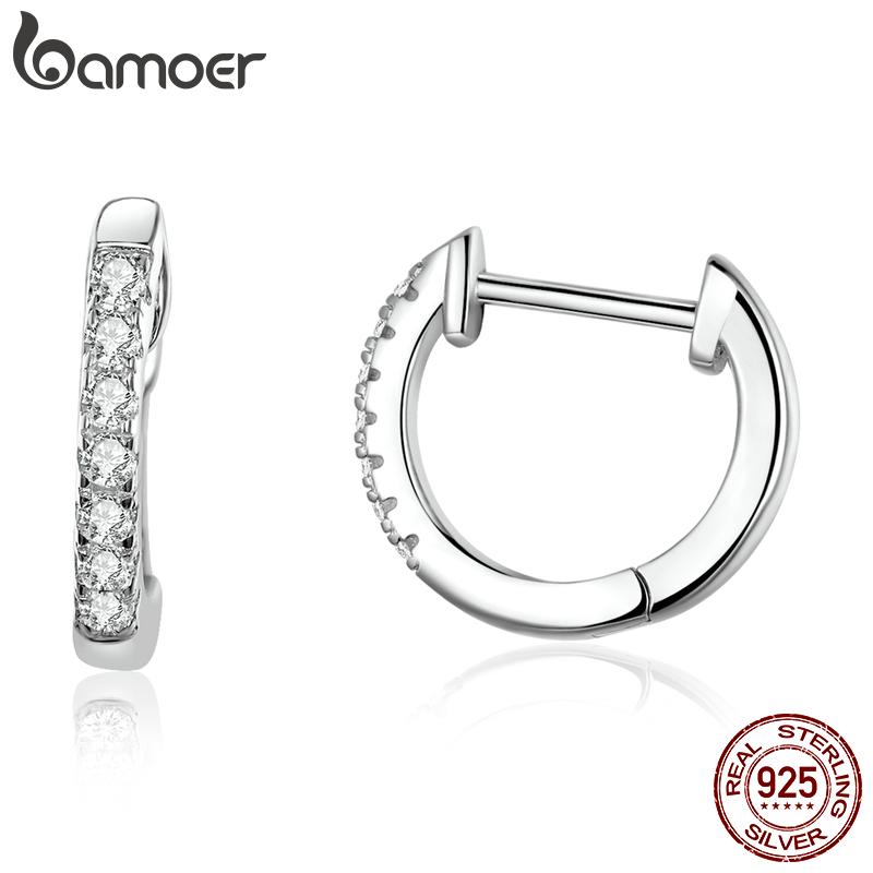 

Женские серьги-кольца BAMOER из стерлингового серебра 925 пробы, круглые серьги золотого цвета, ювелирные изделия в подарок L серебряный