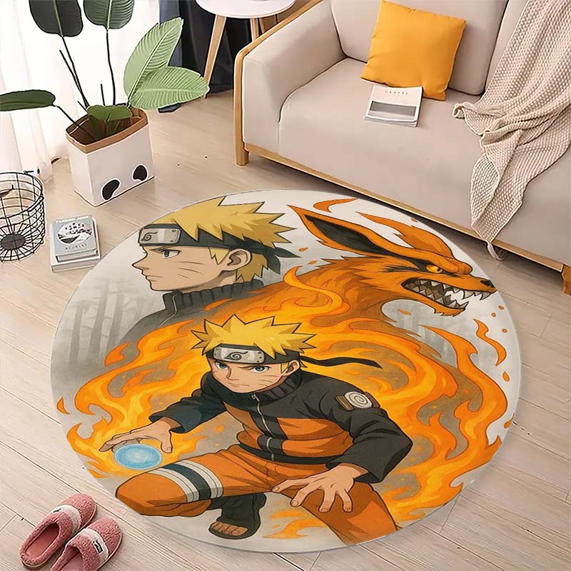 Naruto Uzumaki Akatsuki  Printed Round Rug Soft  Anti-Slip Carpet  for Home Bedroom Living Room Gaming Room Dorm Decor