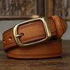 3.3CM Fashion Male Cowhide Genuine Leather Belt Luxury Embossing Designer Belts Men Copper Buckle Jeans Strap for Man Cowboy