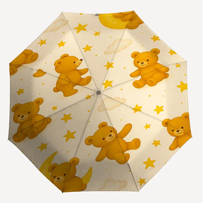 1PC Teddy bear Moon Umbrella-8-Rib Reinforced Portable Folding Travel Suitable for All Seasons Outdoor Daily Use-J336