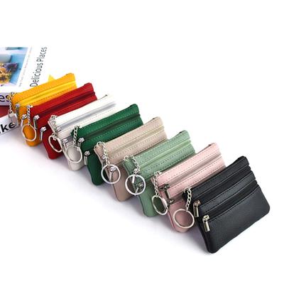 1Pc Various Styles Leather Women'S Wallet Purse 3 Zippers Coin Purse Coin Wallet Keychain Card Cash Holder Change Purse